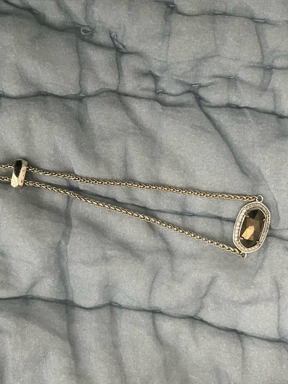 Kendra Scott Silver-Tone Bracelet with Smoky Oval Crystal Pendant